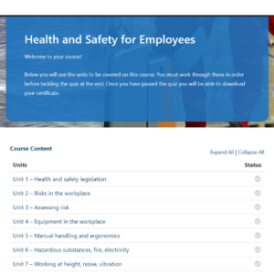 Health and Safety for Employees Unit Overview