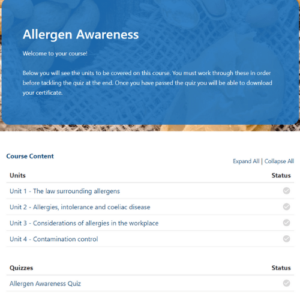 Allergen Awareness Unit page