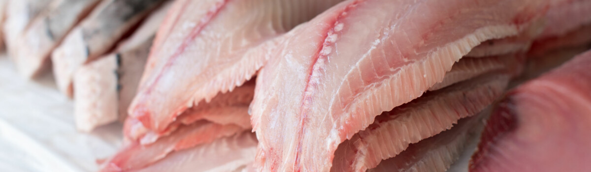 Raw fish out on display, kept seperate from other foods to avoid cross-contamination