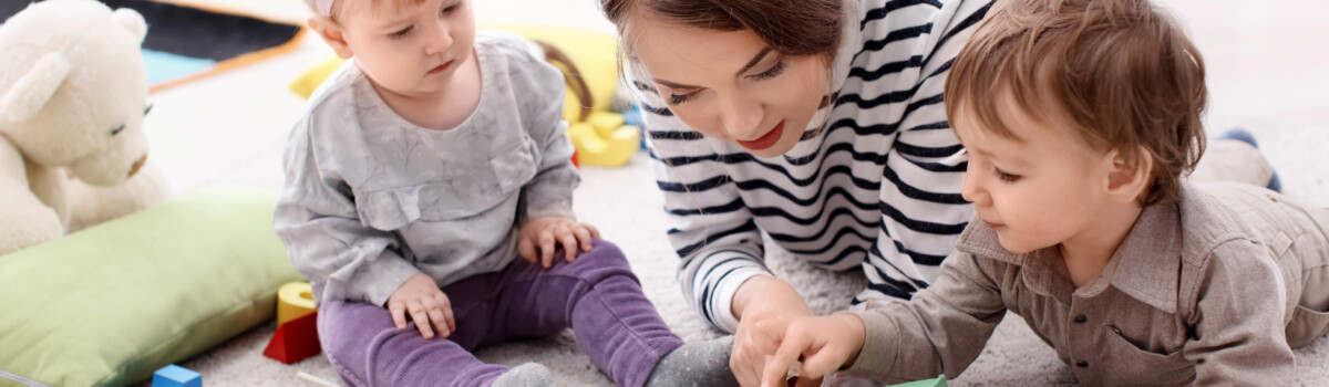 Self-employed nanny looking after two young children