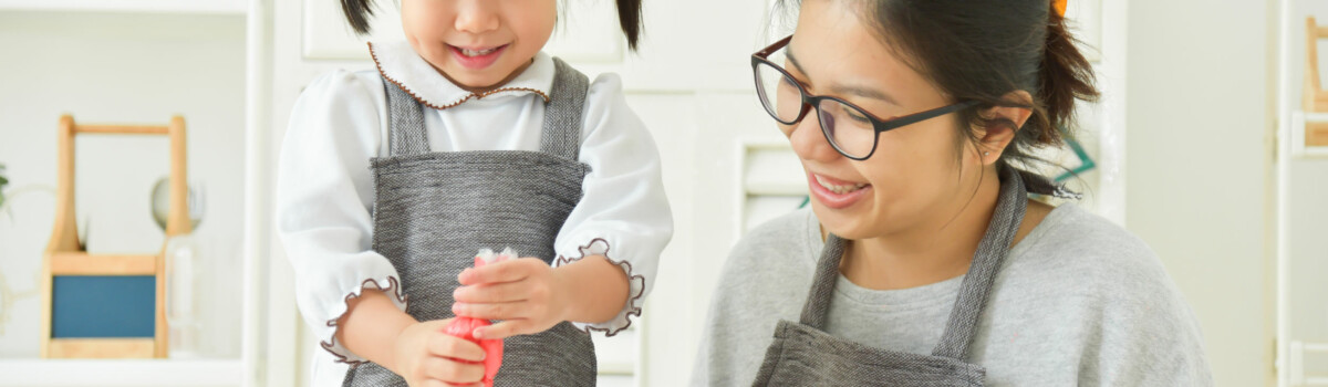 Child Following Kitchen Safety Rules