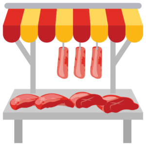 Butcher market stall icon