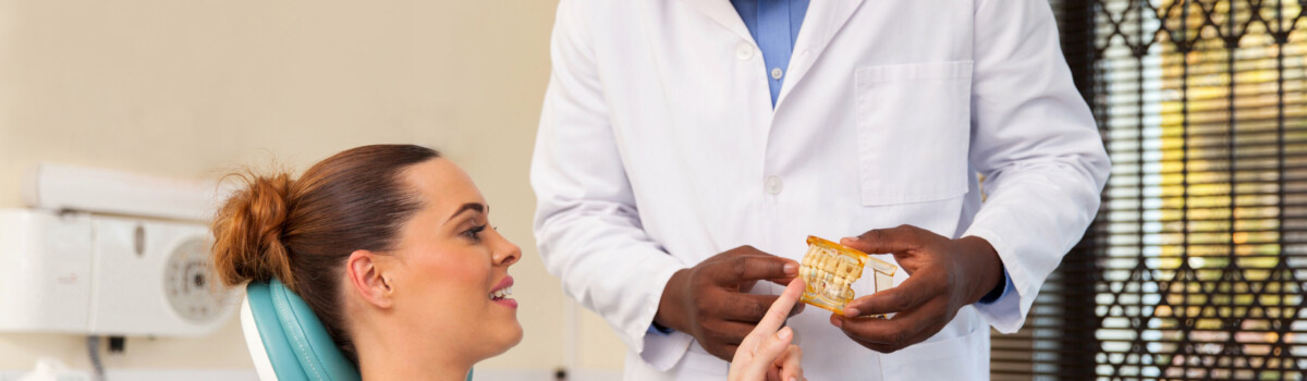 Dentist having consultation treatment with client