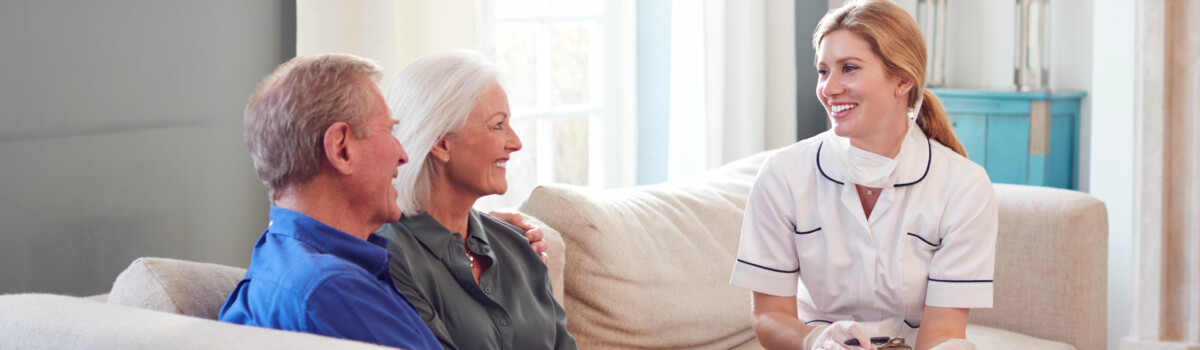 Specialised trained nurse visiting patient at home