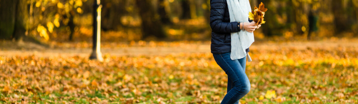 A woman walking as a form of self care.