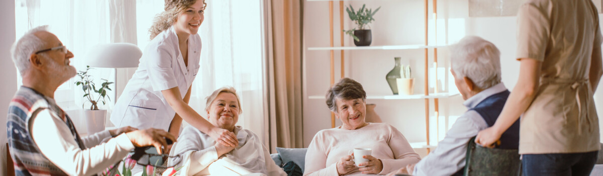 Elderly people in a care home