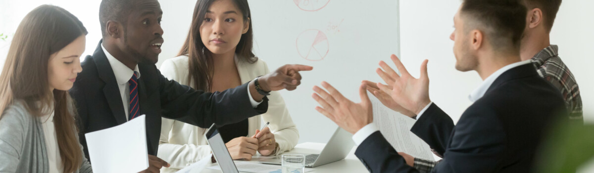 Group of business people in conflict Group of business people in conflict