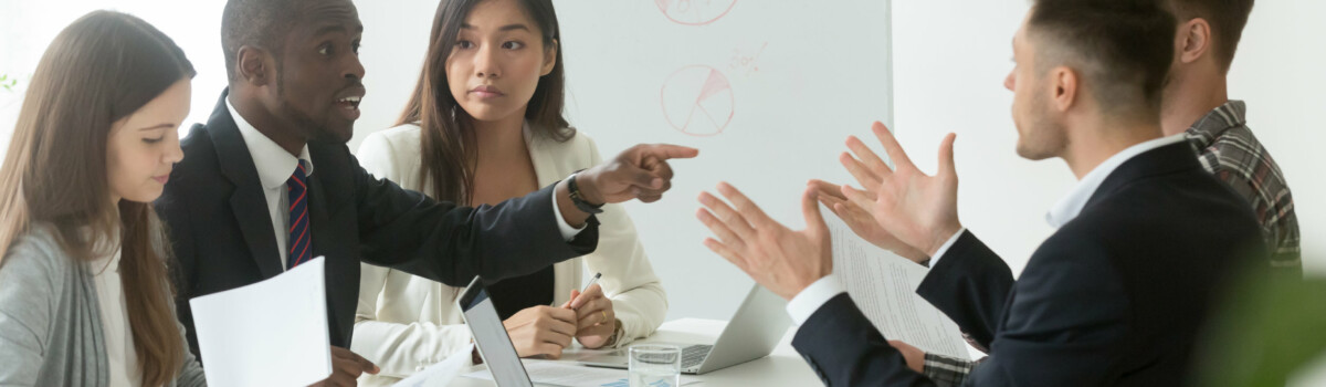 Group of business people in conflict