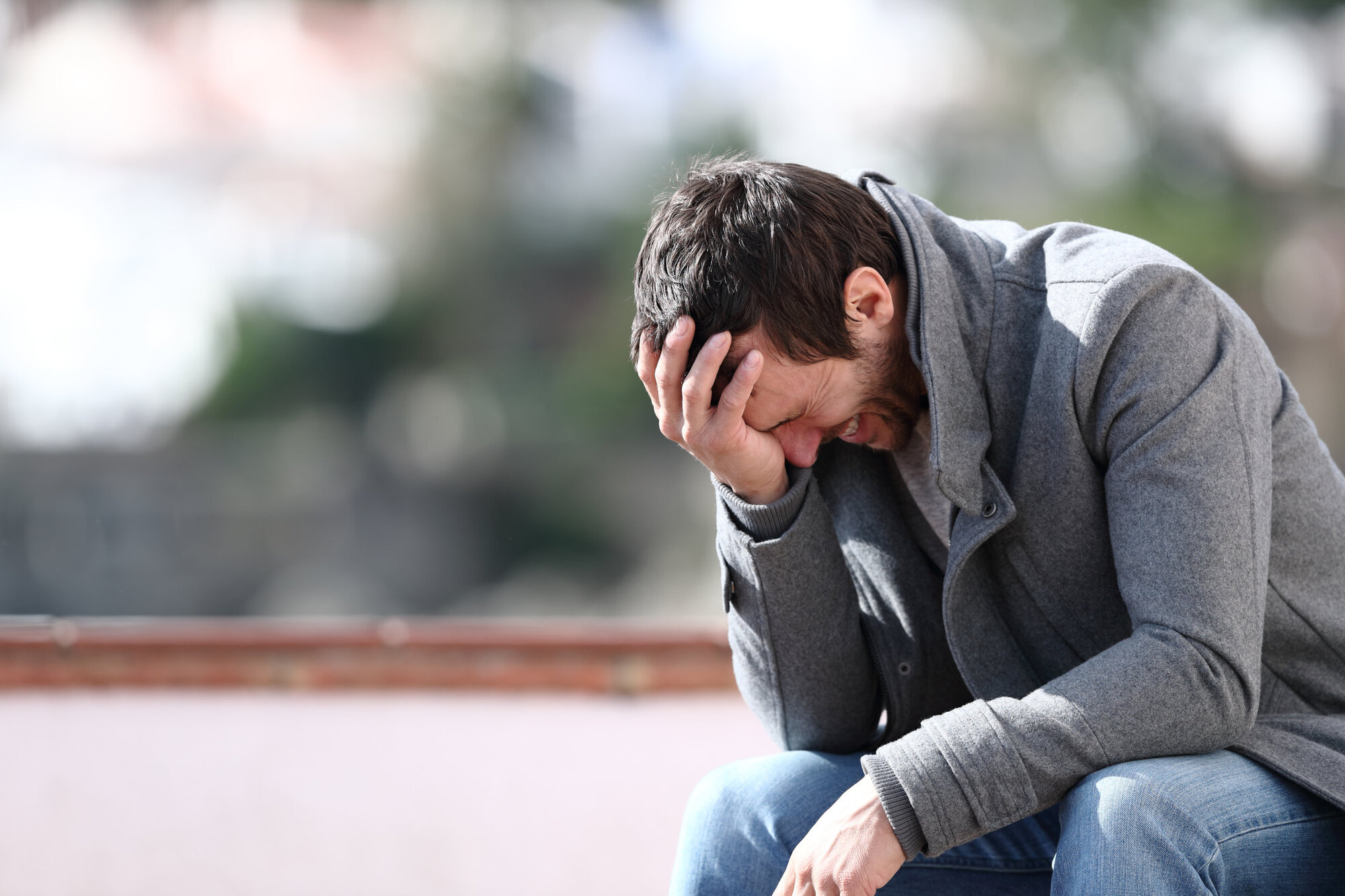 Man struggling with mental health due to trichotillomania Man struggling with mental health due to trichotillomania