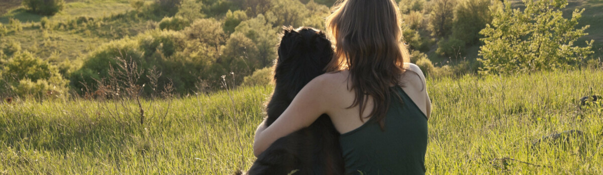 Girl on a walk with her dog to make her feel better