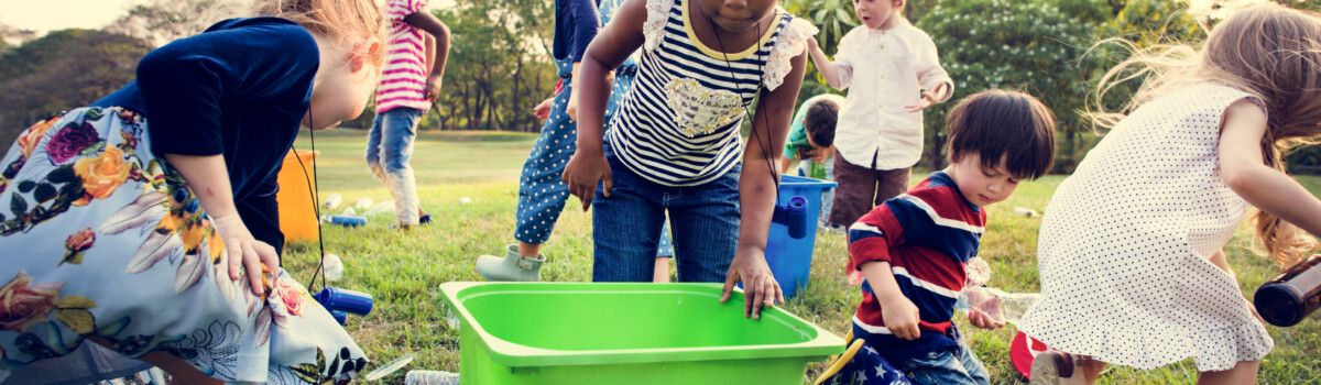 Children recycling in school