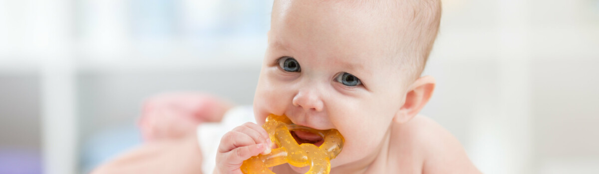 Infant baby playing with toy