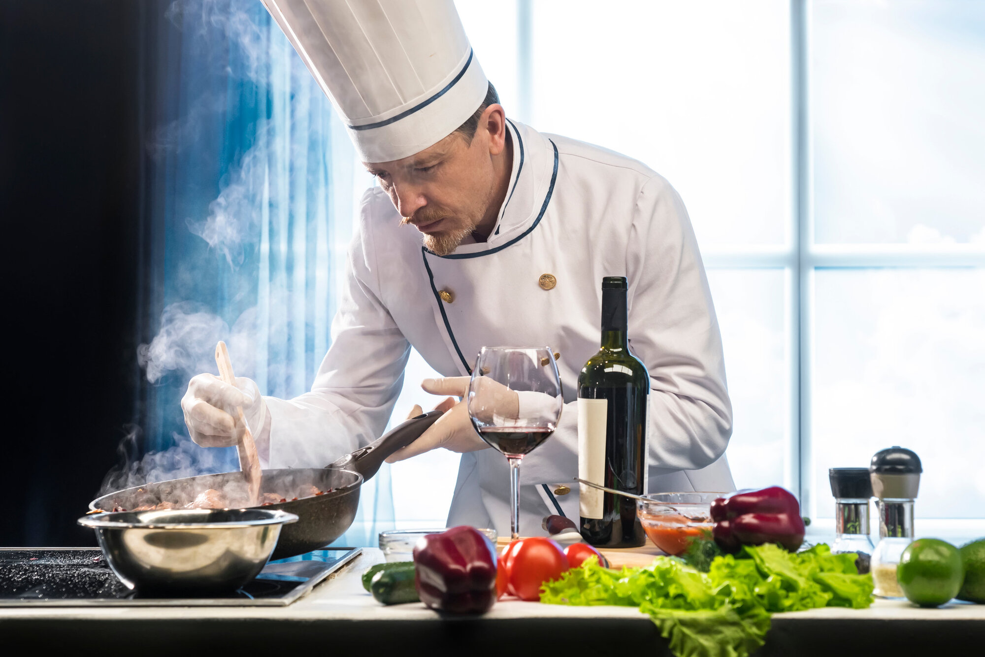 Head chef cooking food Head chef cooking food