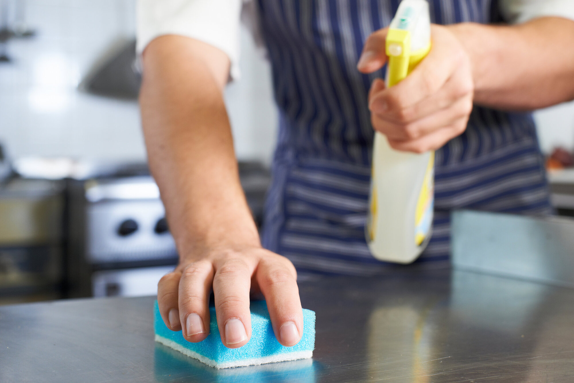Kitchen porter cleaning surfaces Kitchen porter cleaning surfaces