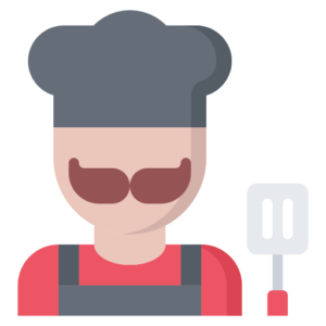 Man cooking pork icon