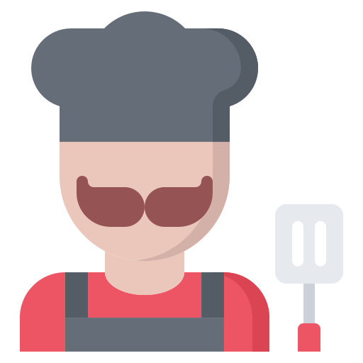 Man cooking pork icon Man cooking pork icon