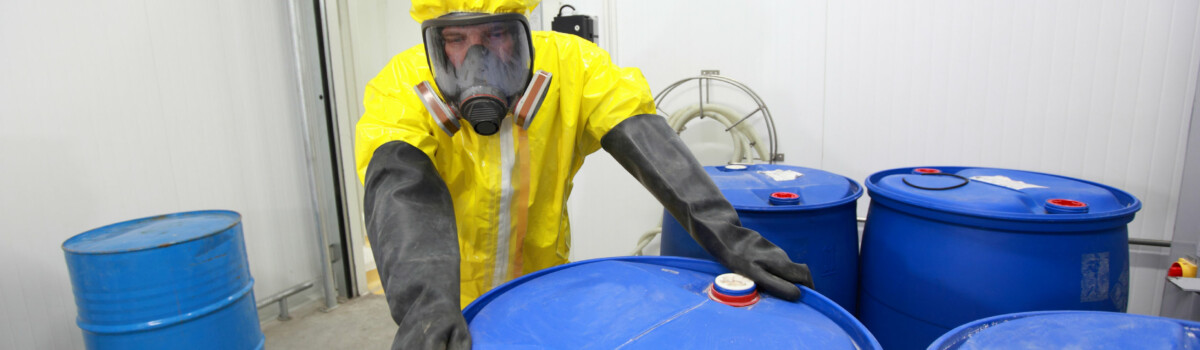 Man using an oil spill kit