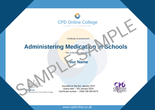 Administering Medication in School Certificate