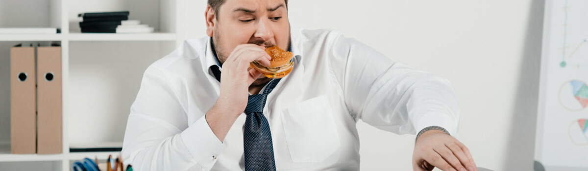 Man binge eating as part of mental illness