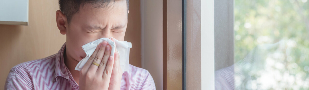 Boy with allergies in school