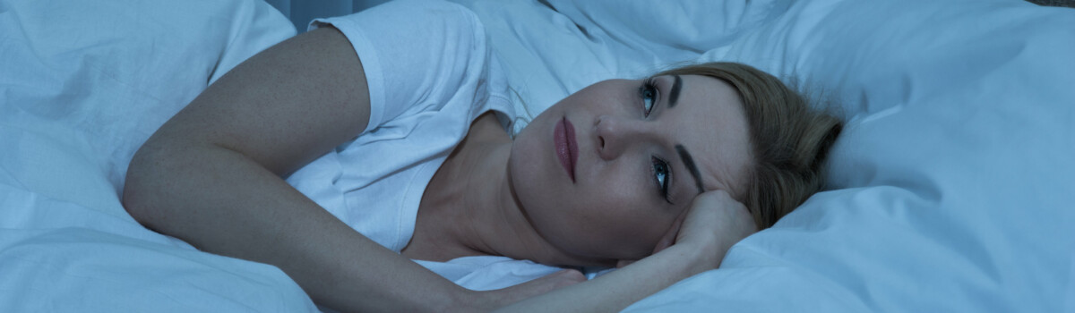 Woman with sleep problems due to fibromyalgia