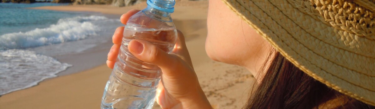 Drinking bottled water on holiday