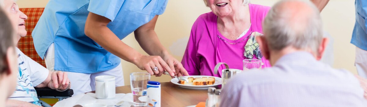 Carer ensuring hydration and nutrition in care