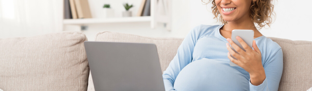 Pregnant woman working from home