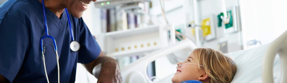 Young child in hospital with doctor