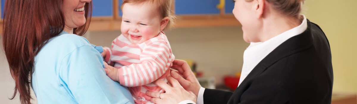 Parent dropping child at nursery