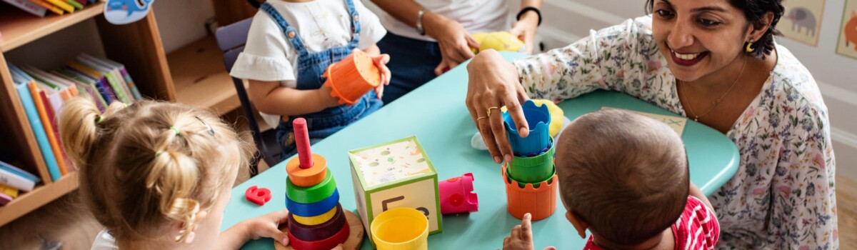 Day nursery staff keeping up high energy