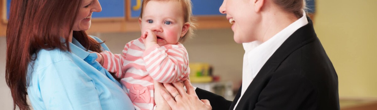 Parent leaving child in day nursery