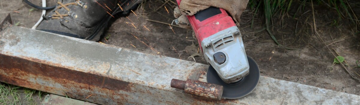 Man using an abrasive wheel