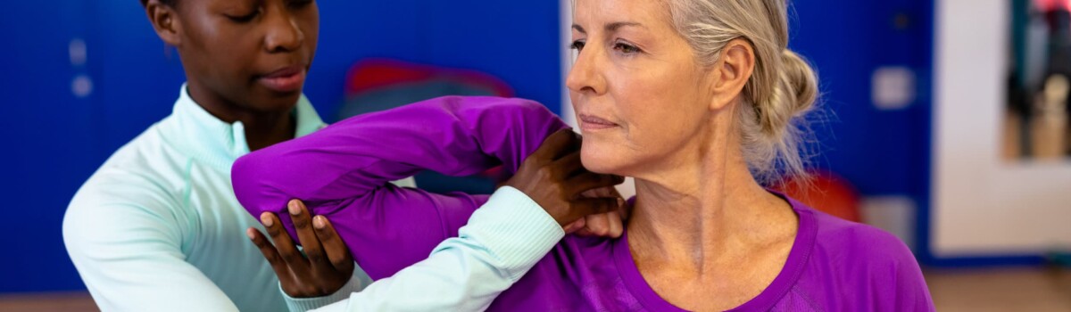 Woman having physiotherapy after surgery