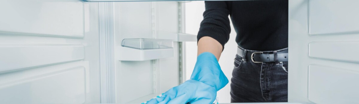 Using washing up gloves to defrost freezer