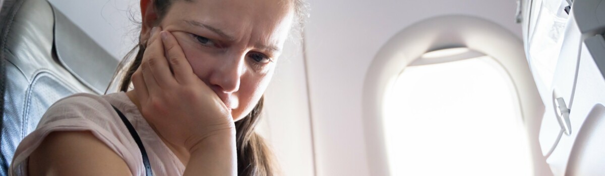 Woman suffering with aerophobia