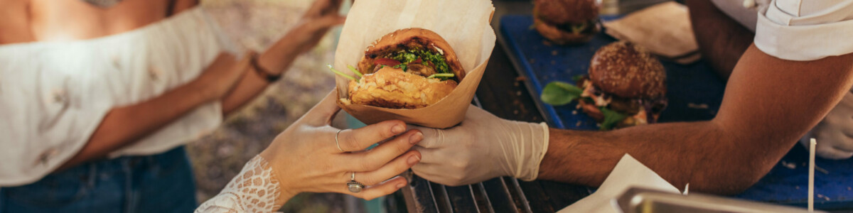 Customer of a burger van business