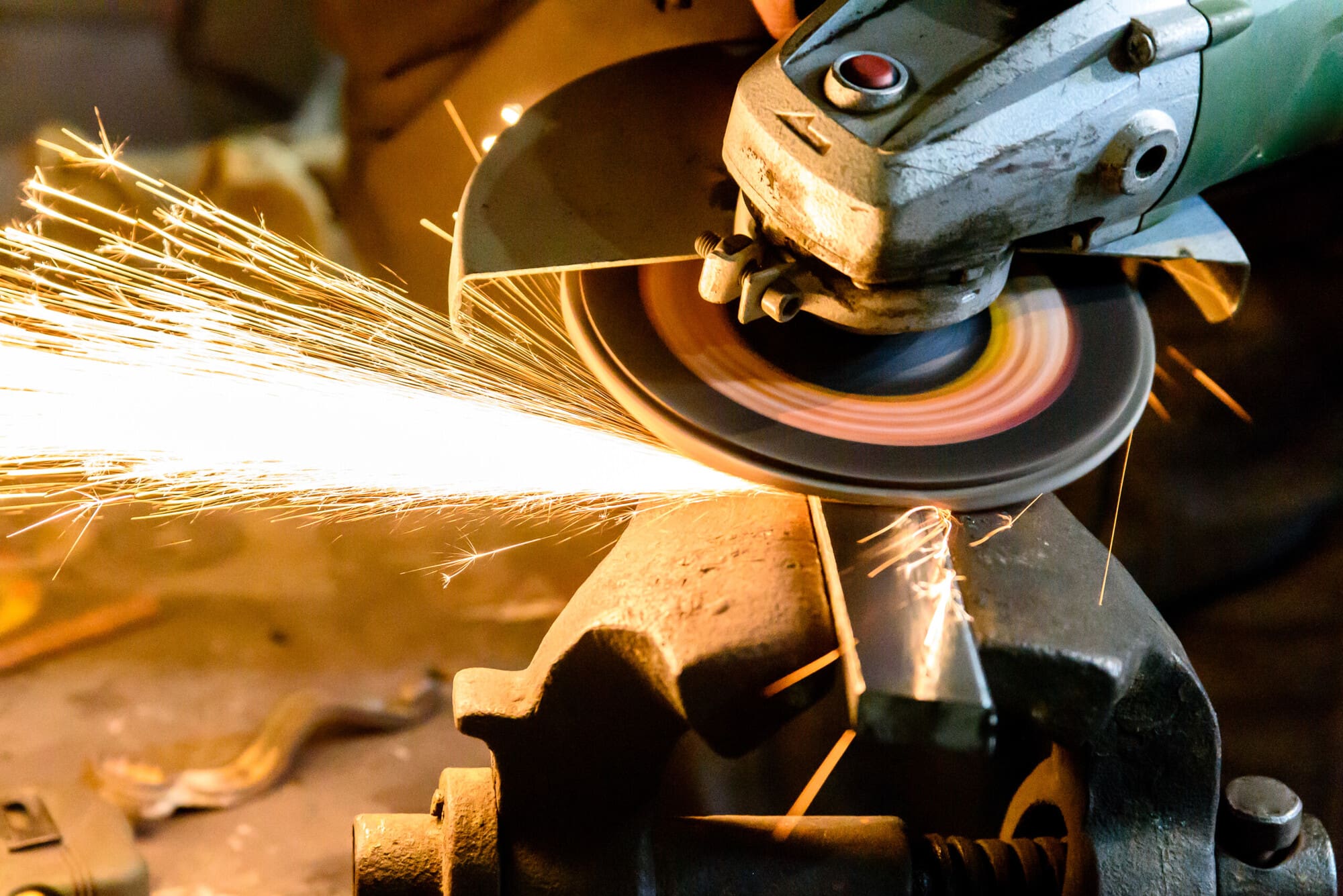 Abrasive wheel being used Abrasive wheel being used