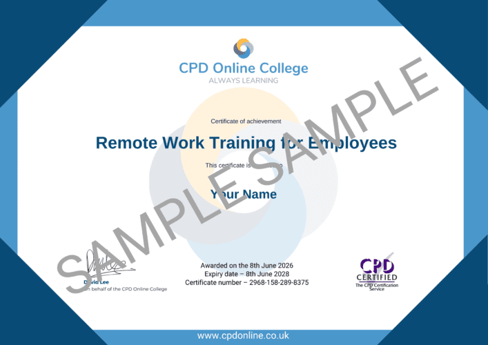 Remote Work Training for Employees Certificate